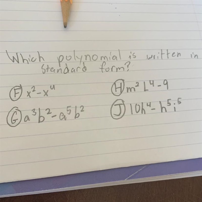 Which polynomial is written in standard form ?-example-1