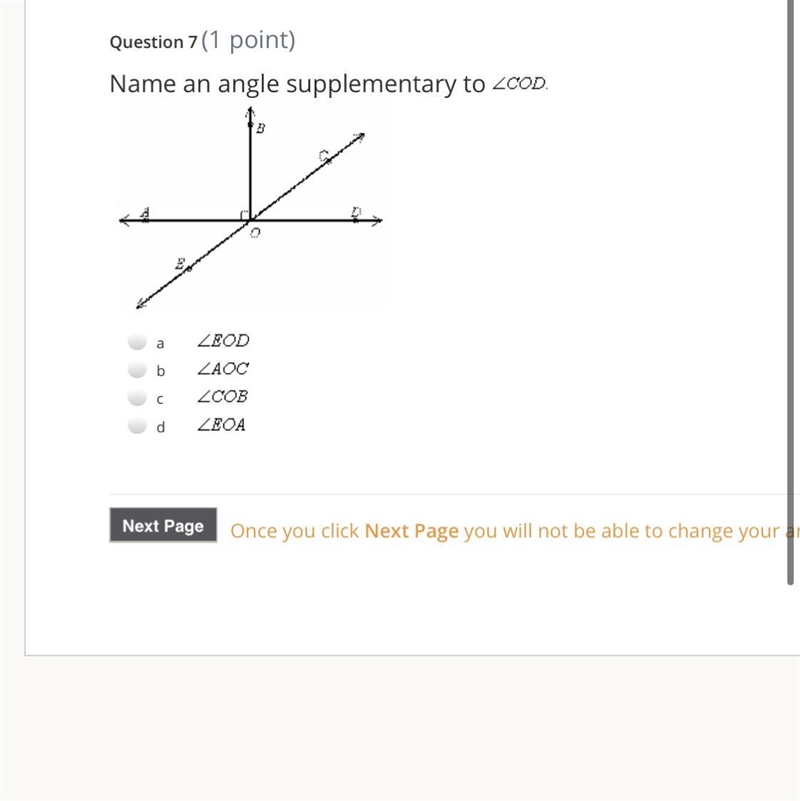 Name an angle supplementary to < COD-example-1