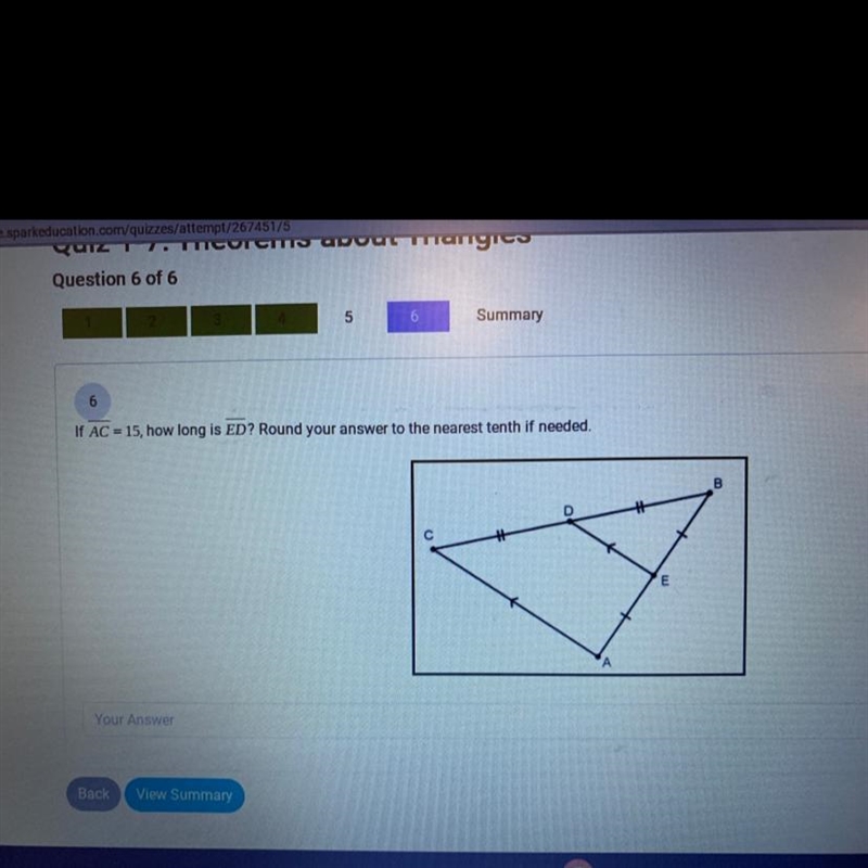 If AC =15 how long is ED? Help me :(-example-1