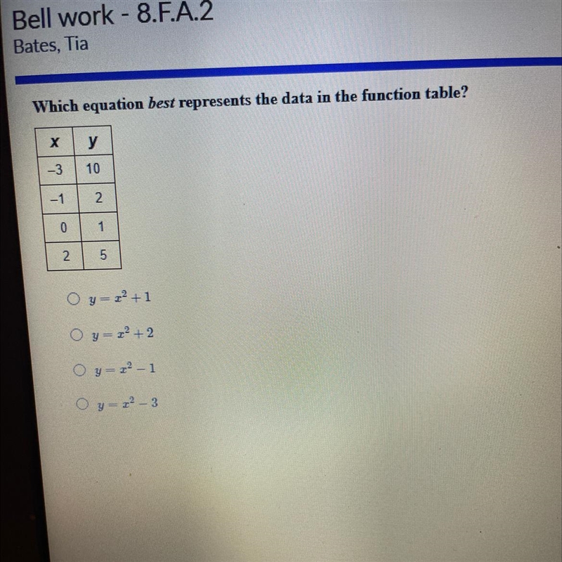 Which equation best represents the data in the function table-example-1