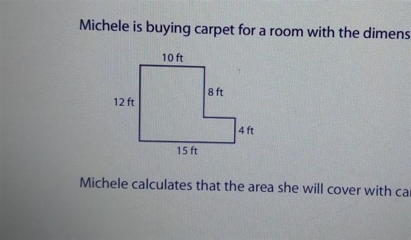 2. Is she right or wrong? Explain. If she is wrong, tell how much carpet she needs-example-1