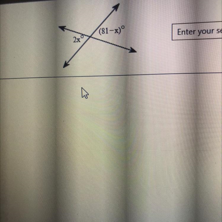 Find the measures of the labeled angles. 2x= (81-x)= 1-example-1