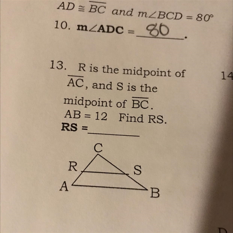 This is the last one! Picture is provided!! R is the midpoint of AC, and S is the-example-1