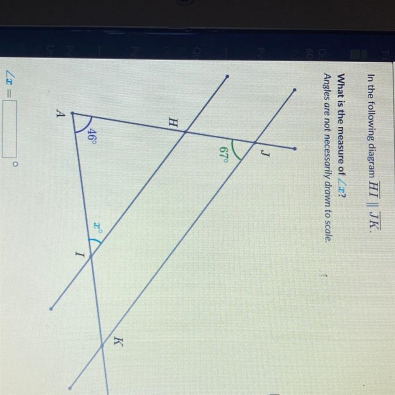 Help please! what does x equal?-example-1