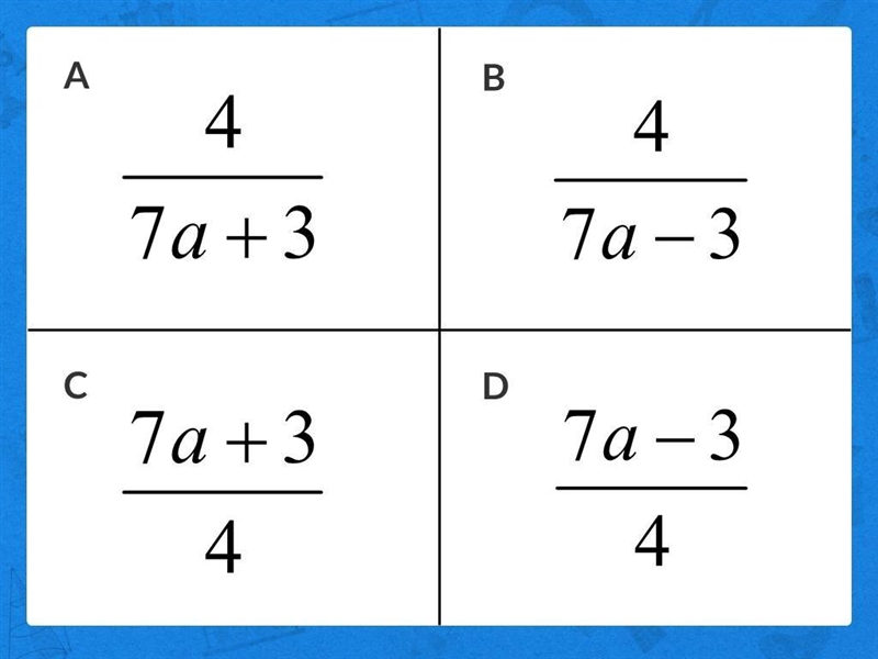 Solve the following: If 7a – 4b = 3, then b =-example-1