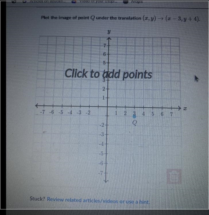 Plot the image of point Q under the translation (x,y) → (2 -3,4+4).-example-1