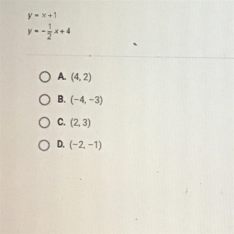 Solve the system of equations below by graphing both equations with a pencil and paper-example-1