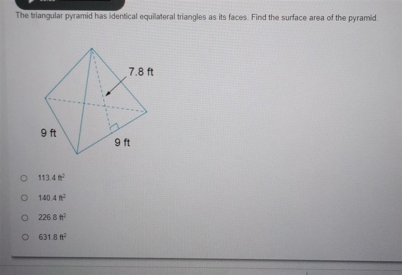 The triangular pyramid has identical equilateral triangles as its faces. Find the-example-1