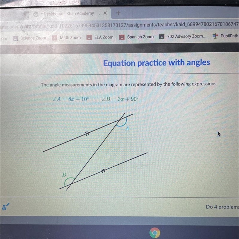 DUE SOON The angle measurements in the diagram are represented by the following expressions-example-1