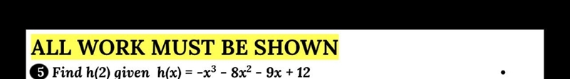 Find h (2)givenh(x)=-x^3-8x^2-9x+12-example-1