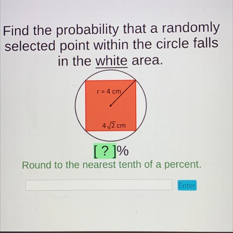 Find the probability that a randomly selected point within the circle falls in the-example-1