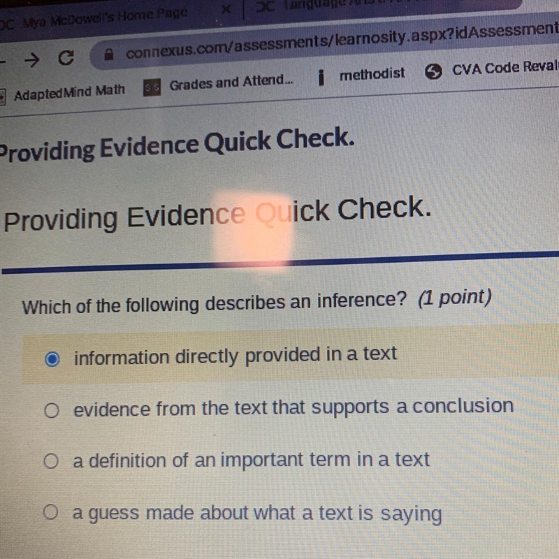 Which of the following describes an inference? Please help ASAP!!!-example-1