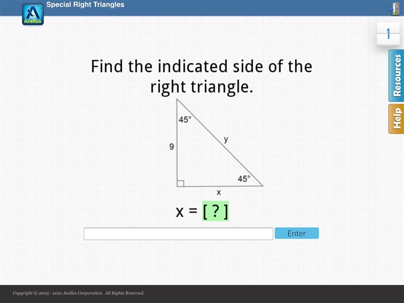 Find the indicated side of the right triangle-example-1