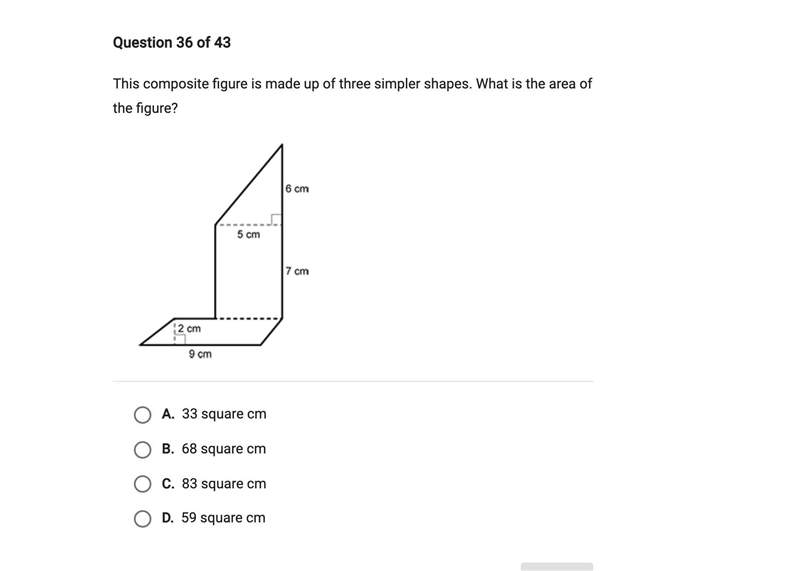 The composite figure is made up of three simpler shapes? what is the area of the figure-example-1