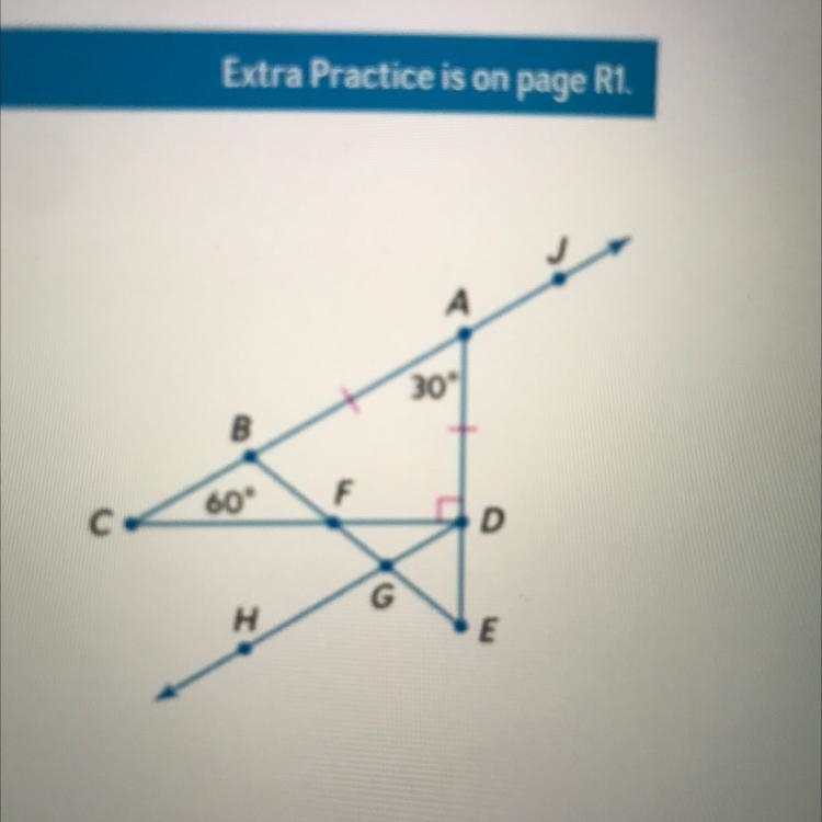 A.) name two complementary adjacent angles B.) name two complementary non adjacent-example-1