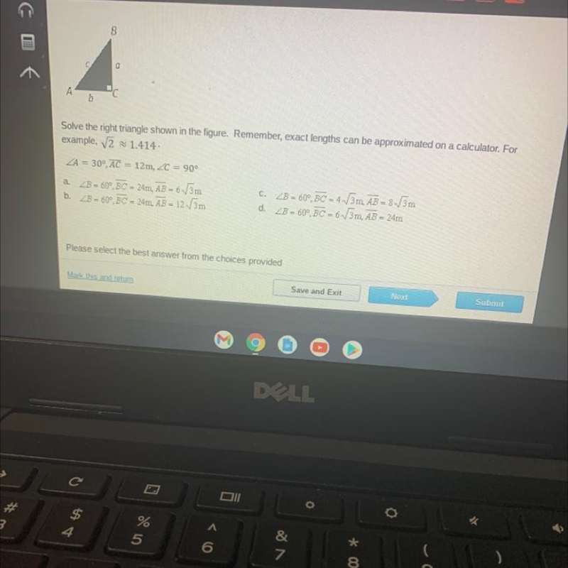 GUYS I NEED HELP ASAP QUICK!!! C OF с C 0 A b Solve the right triangle shown in the-example-1