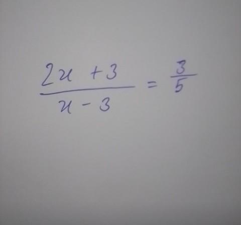 Solve: (2x + 3)/(x - 3) = 3/5 find the value of x and verify that LHS = RHS ?​-example-1