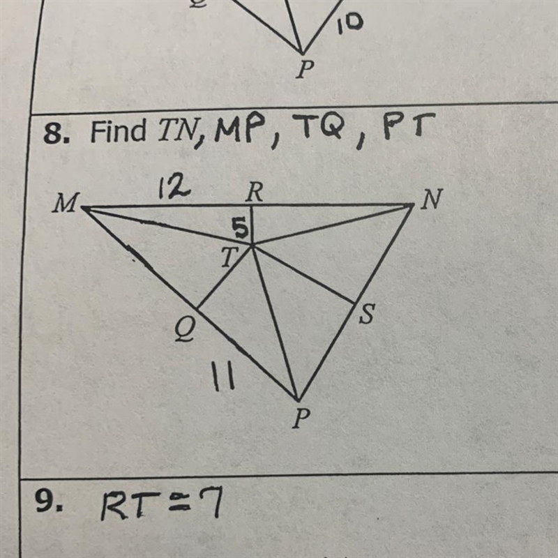 8. Find TN, MP, TQ, PT Please and thank you!-example-1