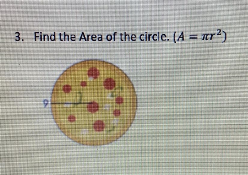 Find the area of the circle. (Picture attached). Thank you!!-example-1