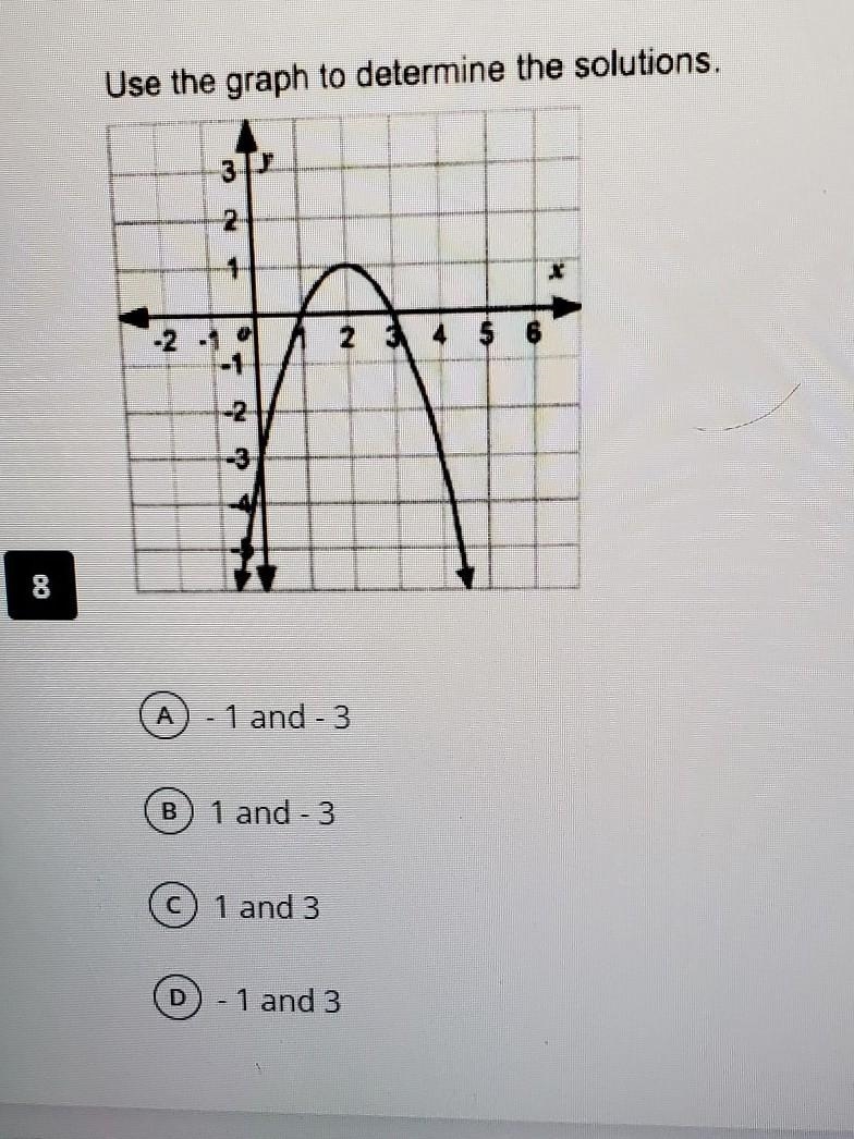 Use the graph to determine the solutions​-example-1