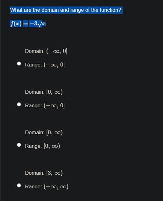 What are the domain and range of the function? f(x)=^-3√x-example-1