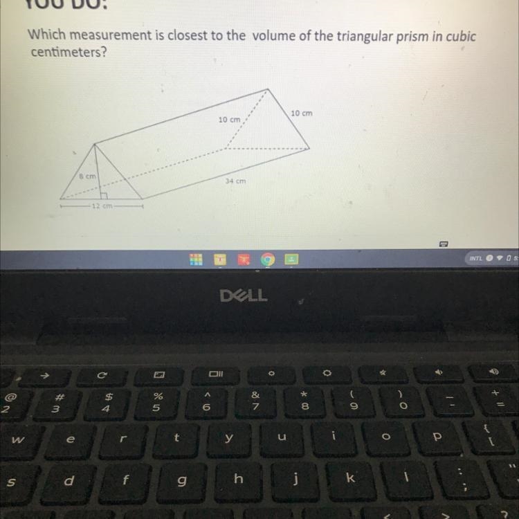 Which measurement is closest to the volume of the triangular prism in cubic meters-example-1