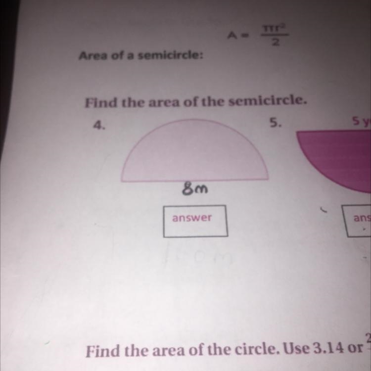 Find the area of the semicircle-example-1