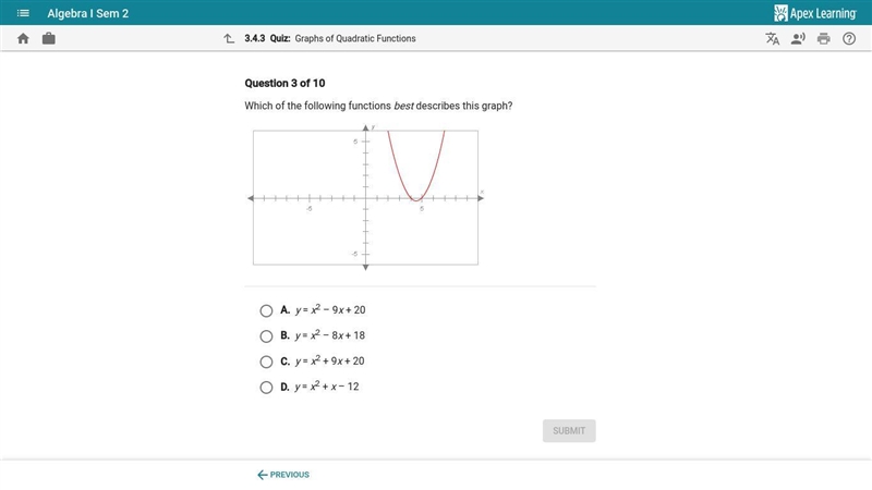 Which of the following functions best describes this graph?-example-1