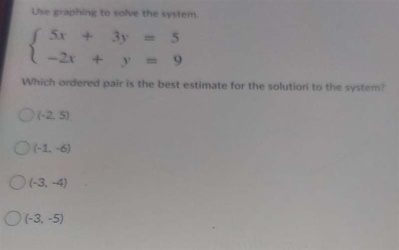 Which ordered pair is the best estimate for the solution to the system?​-example-1