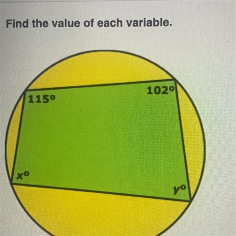 Find the value of each variable. X= 75° and y=78° X = 71.5º and y = 71.5° X = 78° and-example-1