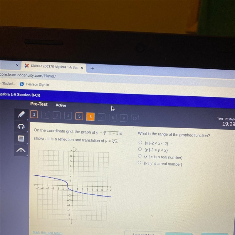 What is the range of the graphed function? O [x1-2 O [yI-2 O  x is a real number O-example-1