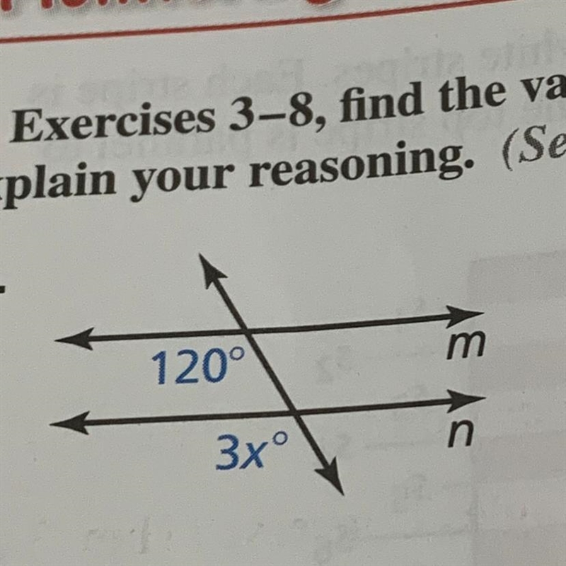 Find the value of X that makes m parallel n-example-1