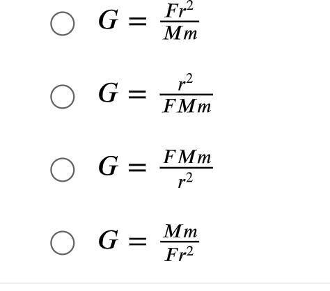 The formula for the force between two objects is F=GMm/r^2 , where M and m are the-example-1