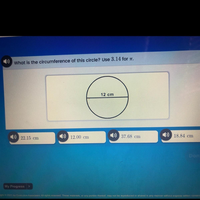 What is the circumference of this circle?-example-1