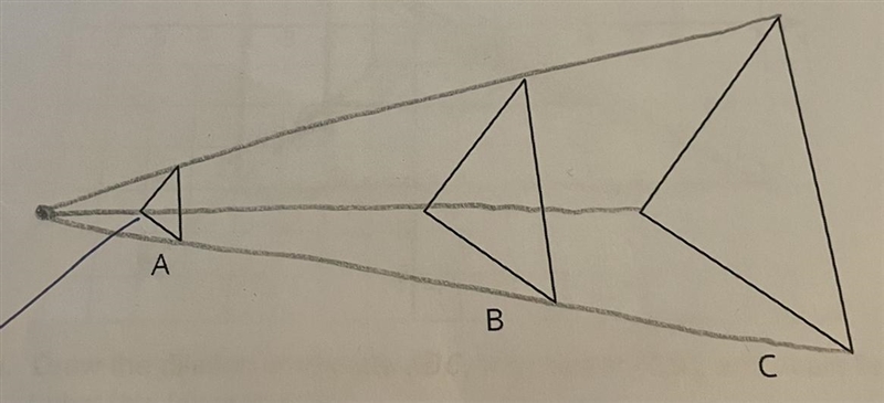 PLEASE HELP Triangle B is a dilation of A with approximately what scale factor?-example-1