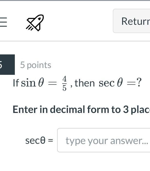 If sin theta is 4/5, what is sec theta​-example-1