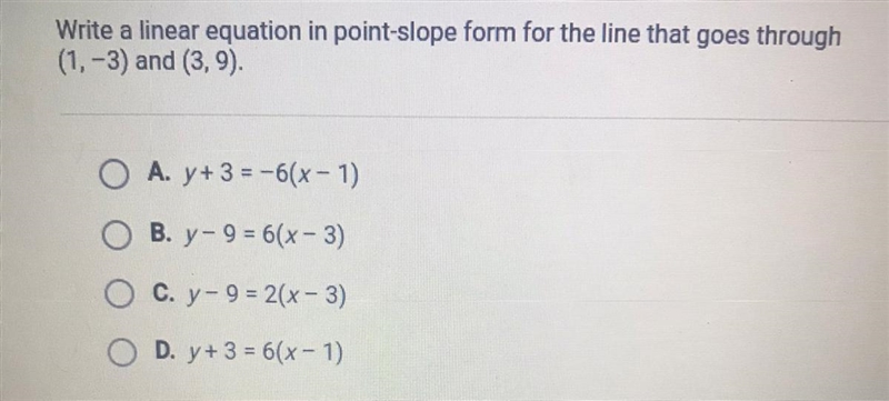 PLEASE HELP I need to answer the question quick . Write a linear equation in point-example-1