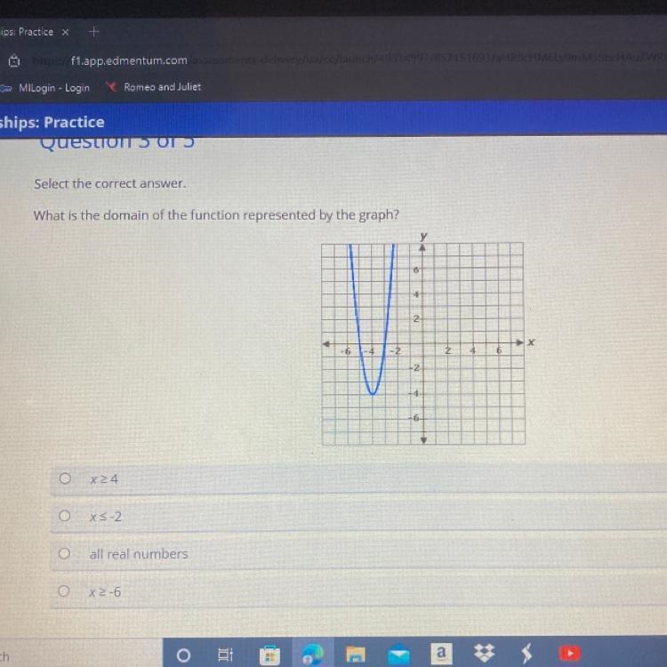 What is the domain of the function represented by the graph￼-example-1