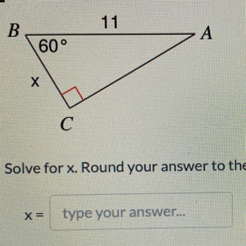 Solve for x round to your nearest tenth-example-1