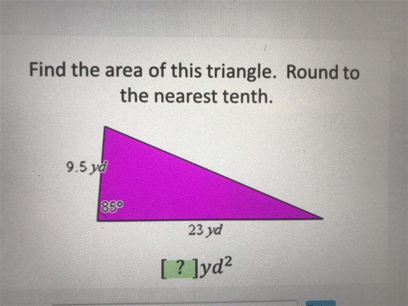 Find the area of this triangle. round to the nearest tenth.-example-1