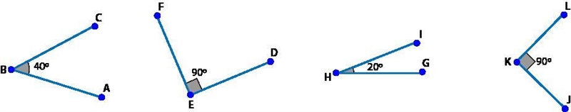 Which two angles are congruent? A: Angles ABC and JKL. B: Angles GHI and ABC. C: Angles-example-1