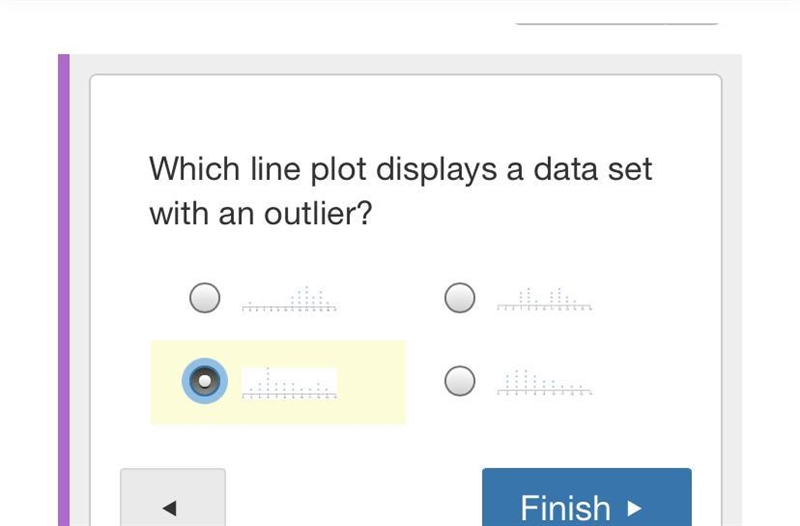 Which line plot displays a data set with an outlier?-example-1