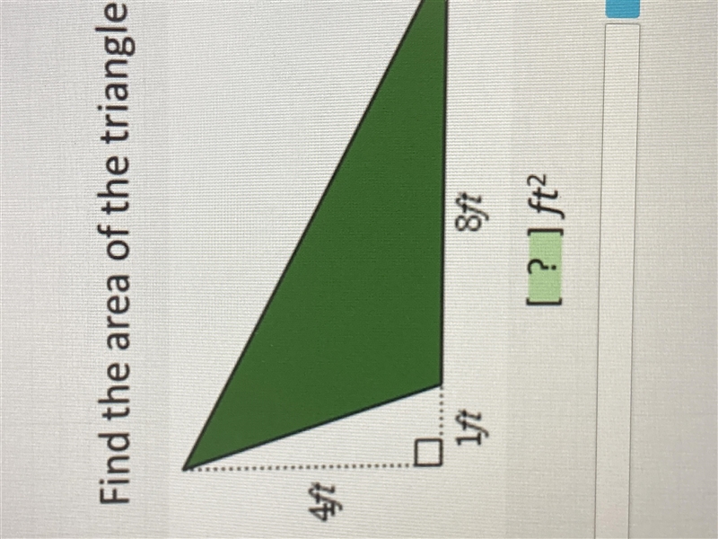 Find the area of the triangle 4ft 1ft 8ft please answer need help ASAP thank you ☺️-example-1