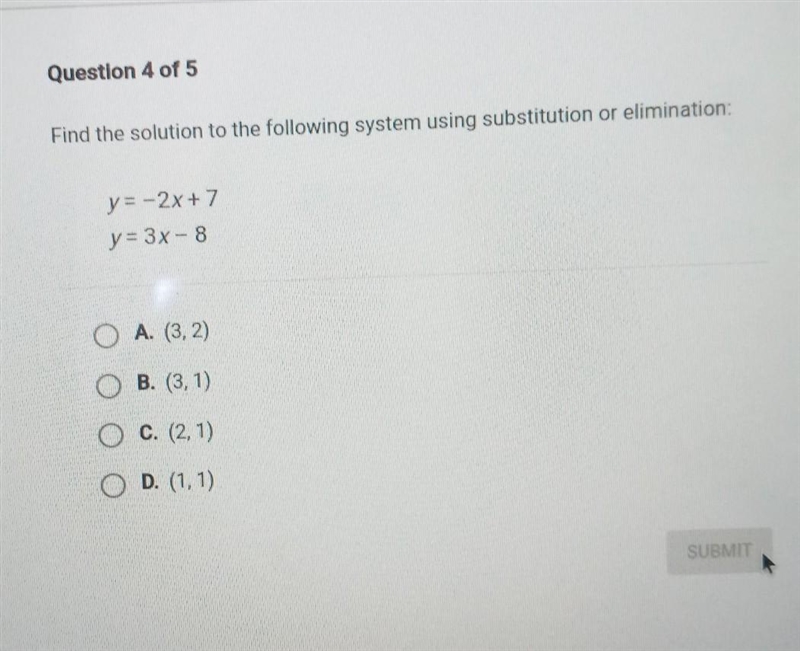 Find the solution to the following system using substitution or elimination:​-example-1