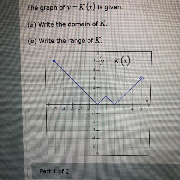 (A) What is the domain of K (B) What is the range of K-example-1