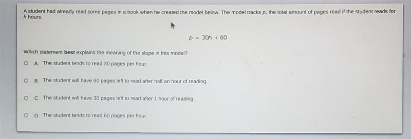 A student had already read some pages in a book when he created the model below. The-example-1