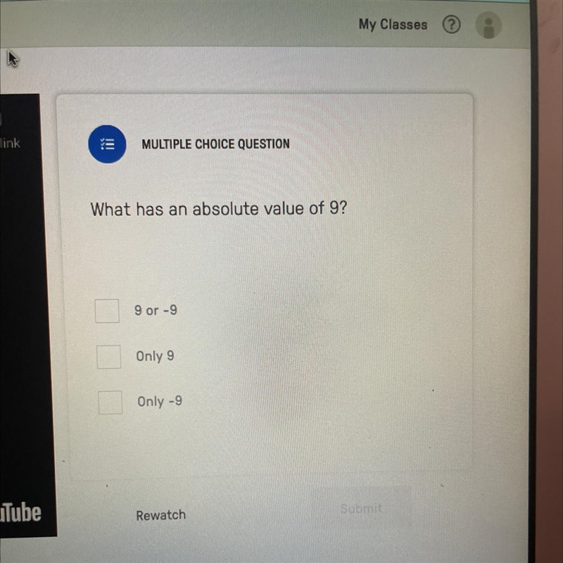 What has an absolute value of 9?-example-1