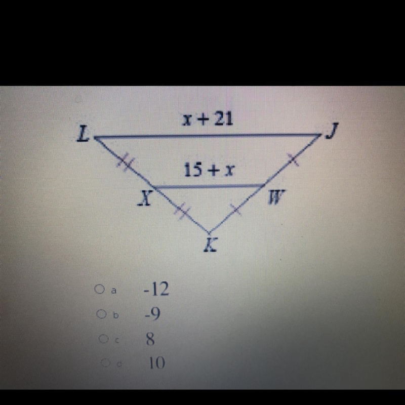 Solve for x in the triangle shown.-example-1