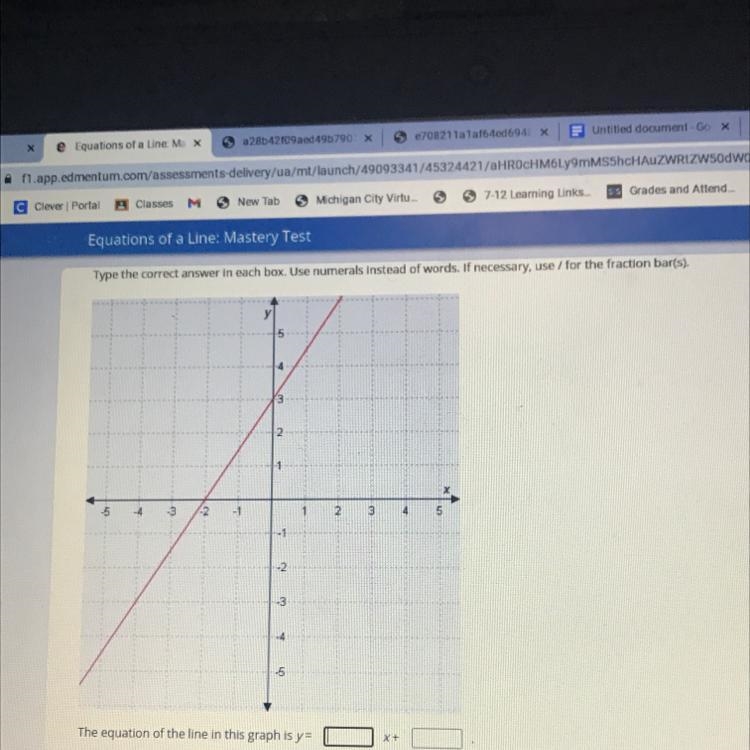 The equation of the line in this graph is y=__x+ __-example-1