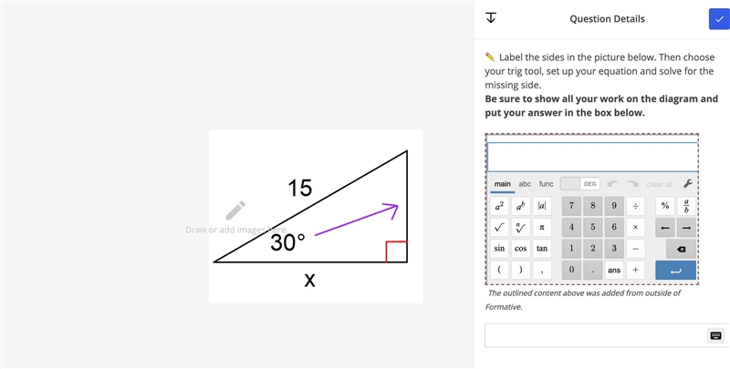 Using trig to solve for missing angle-example-1